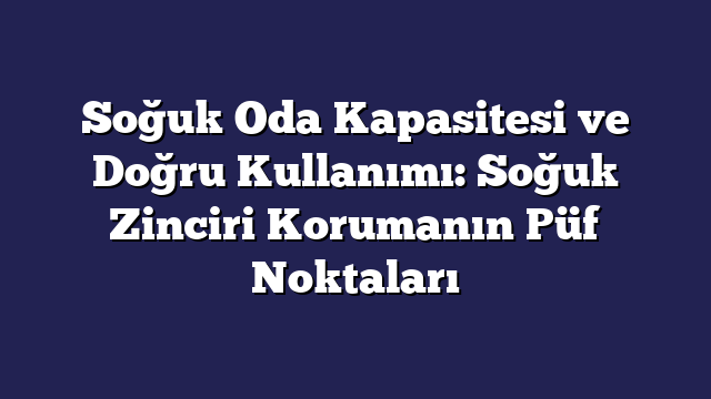 Soğuk Oda Kapasitesi ve Doğru Kullanımı: Soğuk Zinciri Korumanın Püf Noktaları