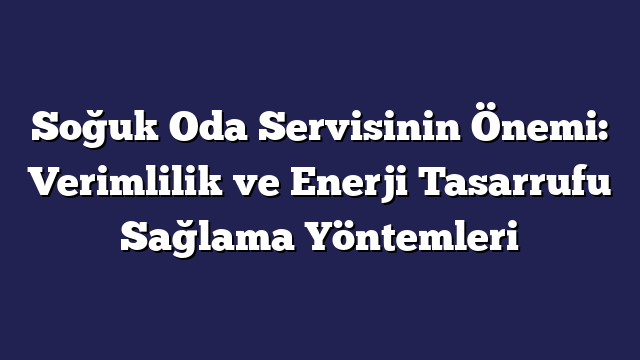 Soğuk Oda Servisinin Önemi: Verimlilik ve Enerji Tasarrufu Sağlama Yöntemleri