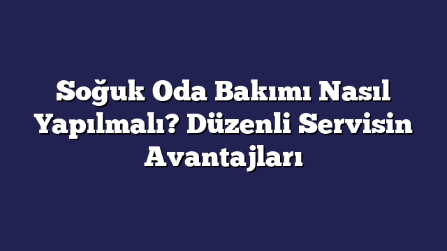 Soğuk Oda Bakımı Nasıl Yapılmalı? Düzenli Servisin Avantajları